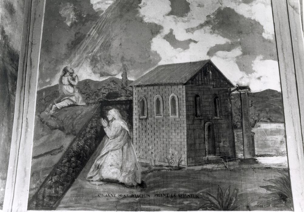 tableau (panneau peint) : Sainte Anne et saint Joachim priant le Seigneur