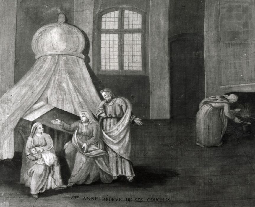 tableau (panneau peint) : Sainte Anne relevé de ses couches