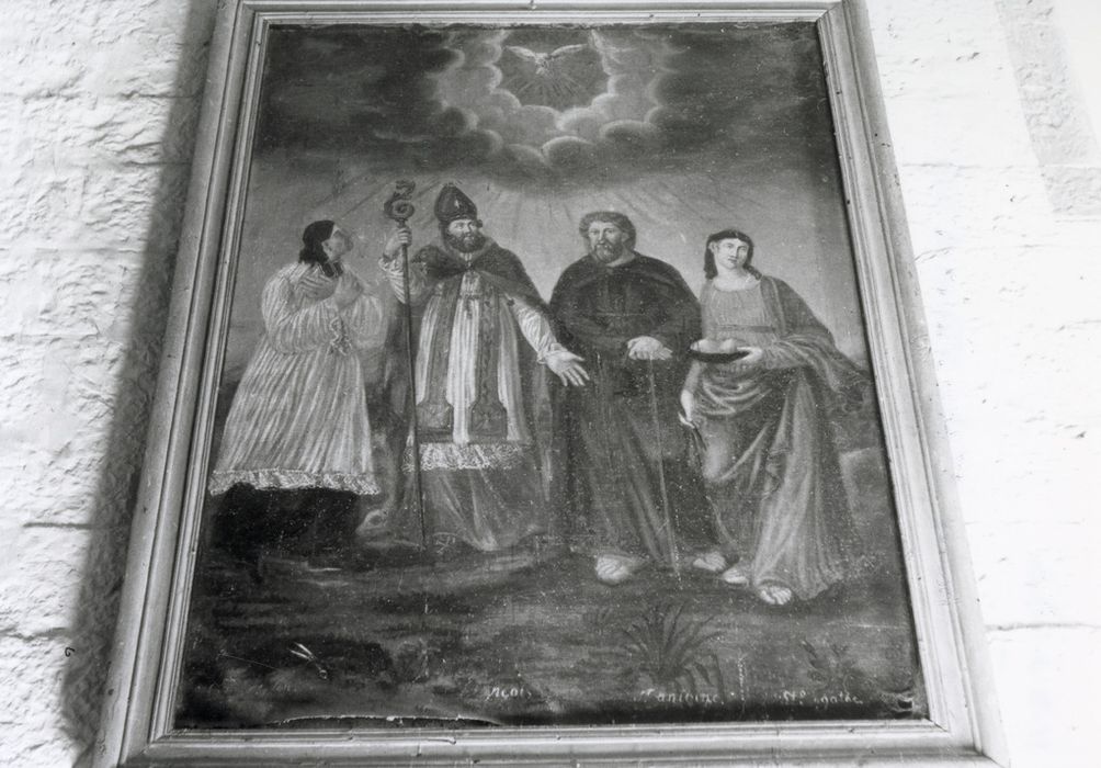 Tableau : Saint Clair, Saint François de Sales, Saint Antoine l'ermite et Sainte Agathe