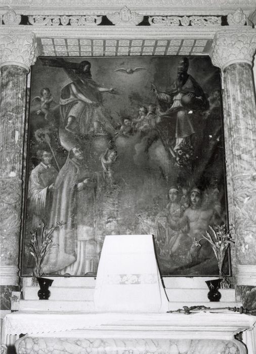 tableau : Saint Pons intercédant auprès de la Sainte Trinité pour les âmes du Purgatoire