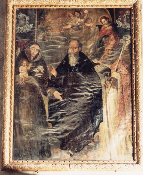 tableau : Saint Antoine l'ermite, Saint Antoine de Padoue et un saint évêque