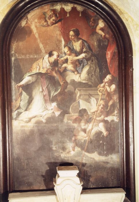 tableau : Saint Hilaire aux pieds de Notre-Dame et de l'Enfant Jésus