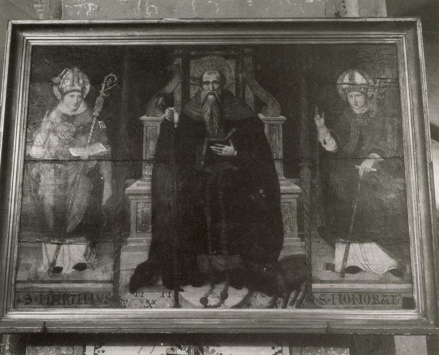 tableau : Saint Martin, saint Antoine et un saint évêque