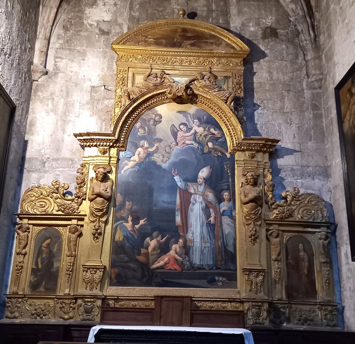 Retable de la chapelle Saint-Louis d'Anjou, 3 tableaux : Saint Louis d'Anjou prêchant, Sainte Marthe, Sainte Madeleine