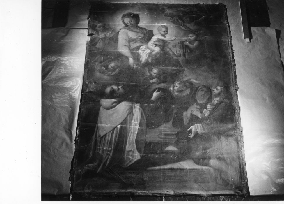 tableau : Saint Simon Stock recevant le scapulaire des mains de la Vierge du Carmel