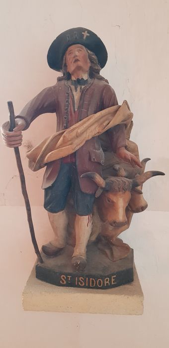 groupe sculpté : Saint Isidore, le laboureur