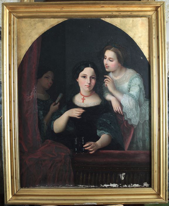 tableau, cadre : Portrait de deux sœurs Fillon au théâtre - © Ministère de la Culture (France), Conservation des antiquités et des objets d’art de Vendée – Tous droits réservés 