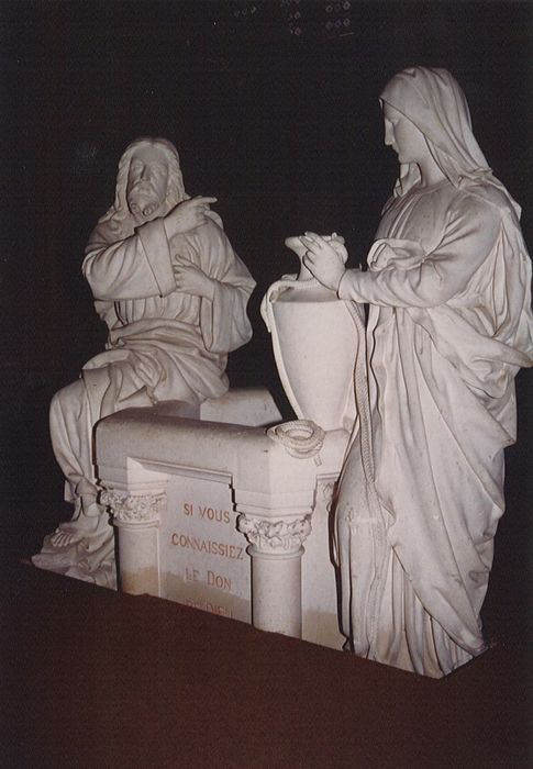 groupe sculpté : Jésus et la Samaritaine au puits de Jacob