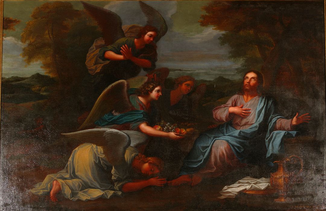 tableau : Jésus servi par les anges - © Ministère de la Culture (France), Conservation des antiquités et des objets d’art de Vendée – Tous droits réservés