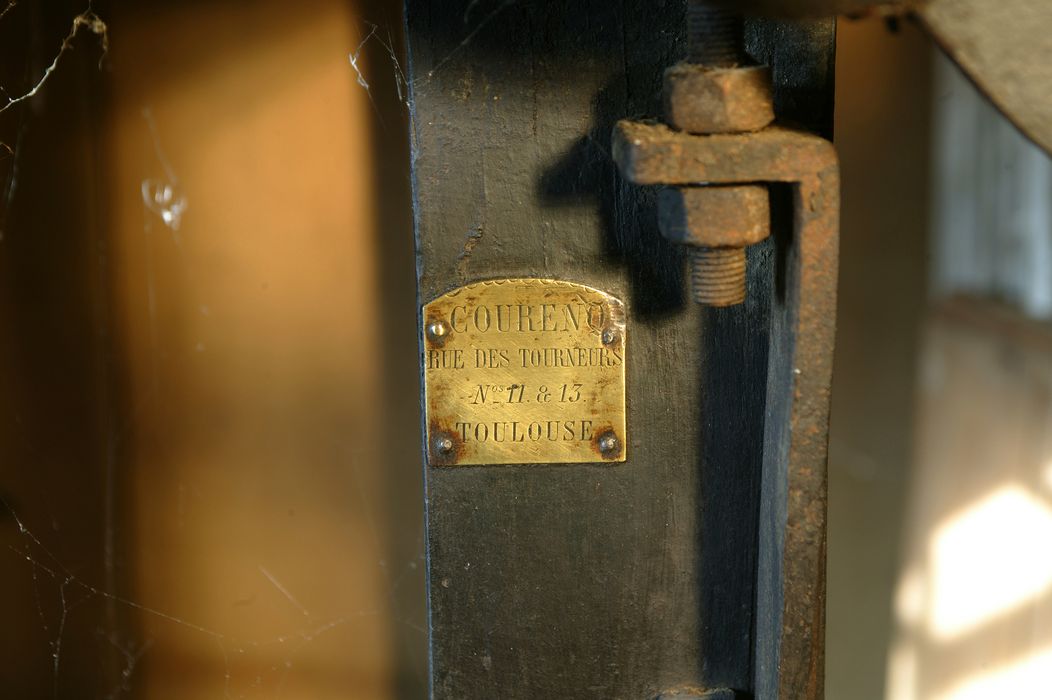 machine à découper par cisaille (cisaille), détail de l’inscription