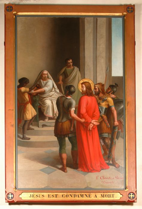 tableau (chemin de croix) : Station n°1 - © Ministère de la Culture (France), Conservation des antiquités et des objets d’art de Vendée – Tous droits réservés 