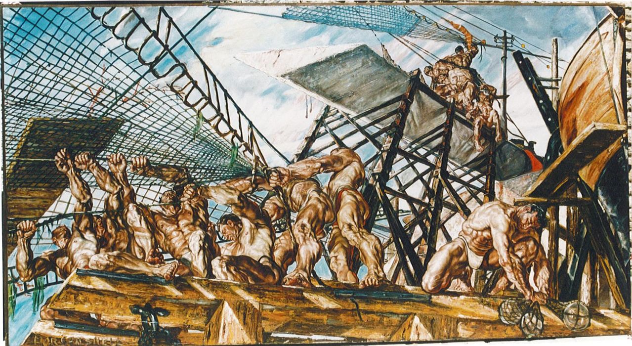 tableau : Les ravisseurs de la mer, Le chantier de construction