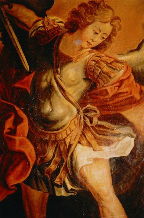 tableau : Saint Michel terrassant le dragon, vue partielle