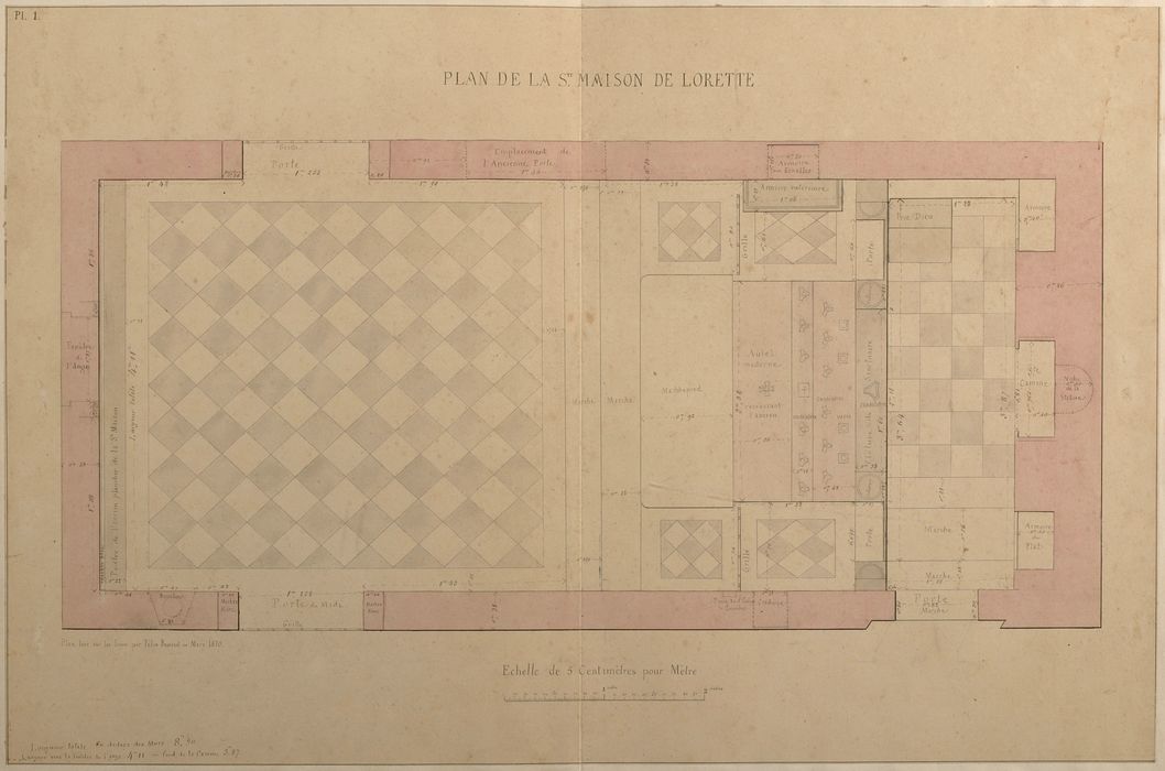 dessin : La chapelle de Lorette, plan au sol