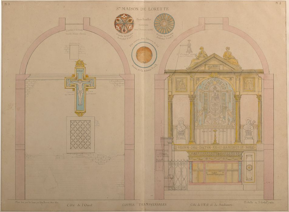 dessin : La chaplle de Lorette, élévation du choeur