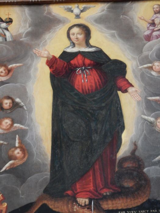ex-voto, tableau : Immaculée Conception (?), vue partielle - © Ministère de la Culture (France), Conservation des antiquités et des objets d’art de la Vienne – Tous droits réservés 