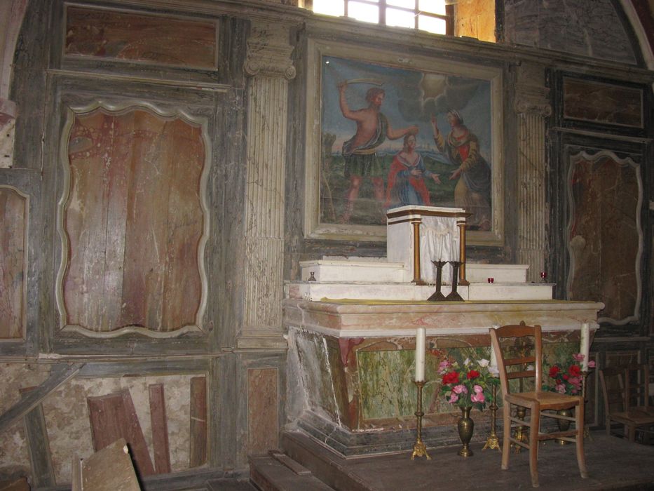 lambris de revêtement (boiseries du choeur), tableau : Martyre de saint Symphorien - © Ministère de la Culture (France), Conservation des antiquités et des objets d’art de la Vienne – Tous droits réservés