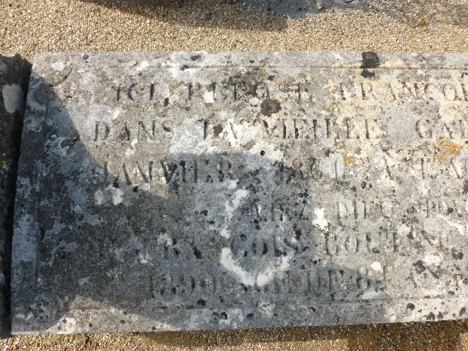 dalle funéraire de François Branger, détail des inscriptions