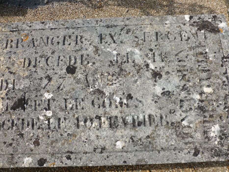 dalle funéraire de François Branger, détail des inscriptions