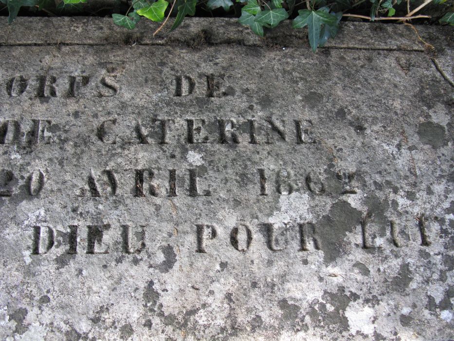 dalle funéraire de Louis Gendre, détail des inscriptions