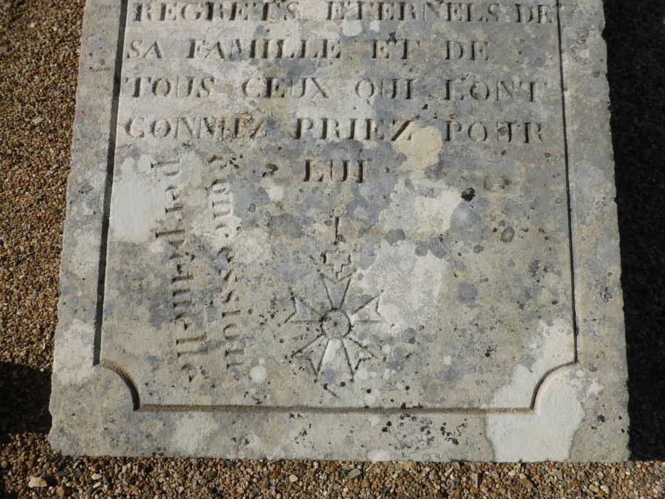 dalle funéraire d'Antoine Normand, détail des inscriptions