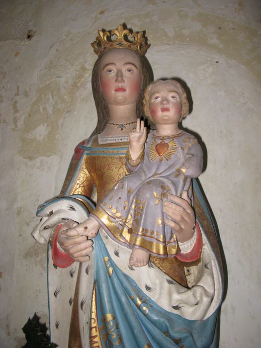 statuette : Vierge à l'Enfant, vue partielle