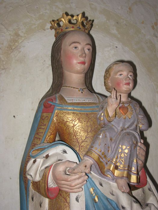 statuette : Vierge à l'Enfant, vue partielle