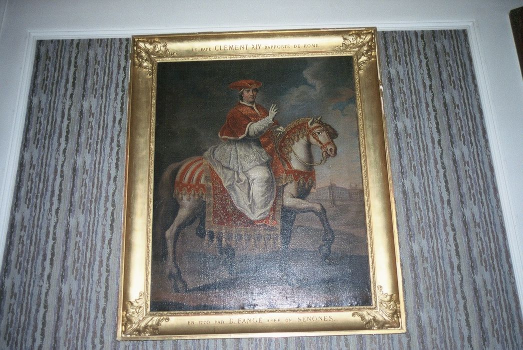 tableau et cadre : portrait équestre du pape Clément XIV (1769-1774)