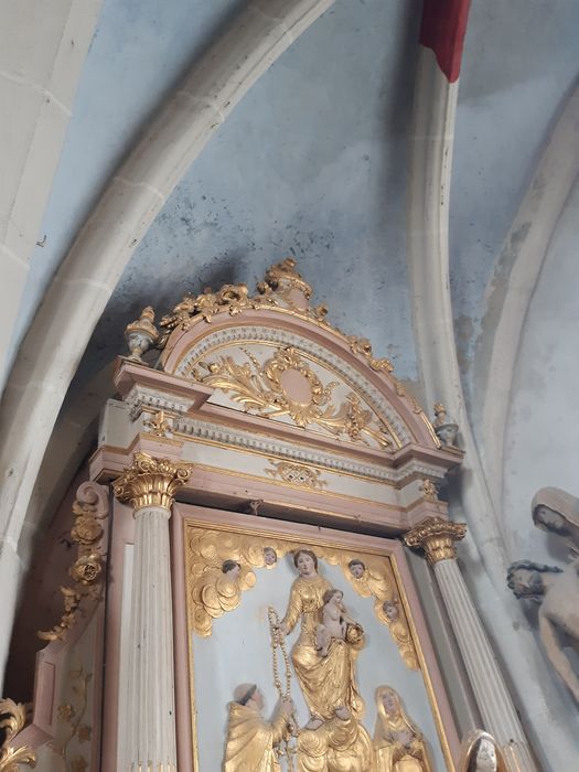 retable, haut-relief : Institution du Rosaire, vue partielle