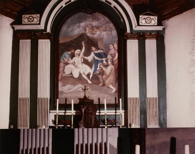 Retable ; tabernacle ; tableau : Saint Louis touchant les écrouelles