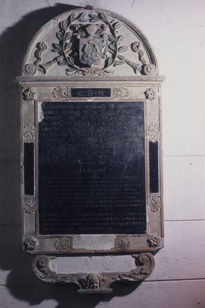 plaque commémorative à la mémoire de Jacques Ramon (+ 28 avril 1588)