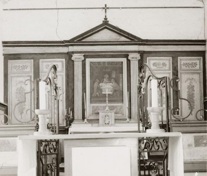 autel (maître-autel) ; lambris de revêtement ; retable ; tableau : Coquille - © Ministère de la Culture (France), Conservation des antiquités et objets d'art de l'Yonne, tous droits réservés