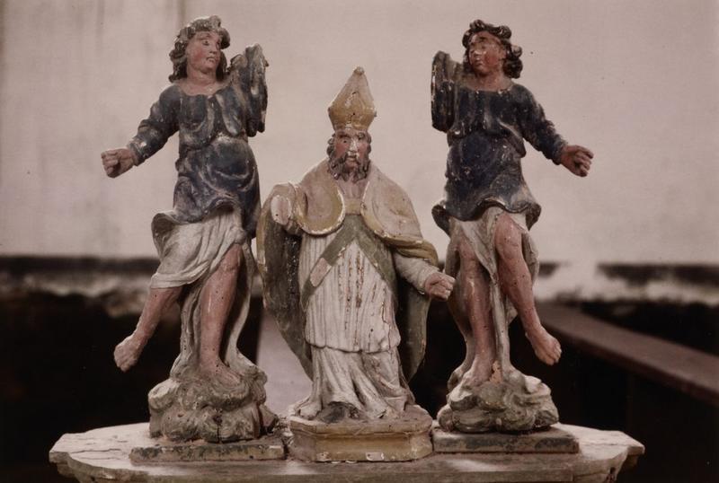 bâton de procession : Saint Hubert et anges - © Ministère de la Culture (France), Conservation des antiquités et objets d'art de l'Yonne, tous droits réservés