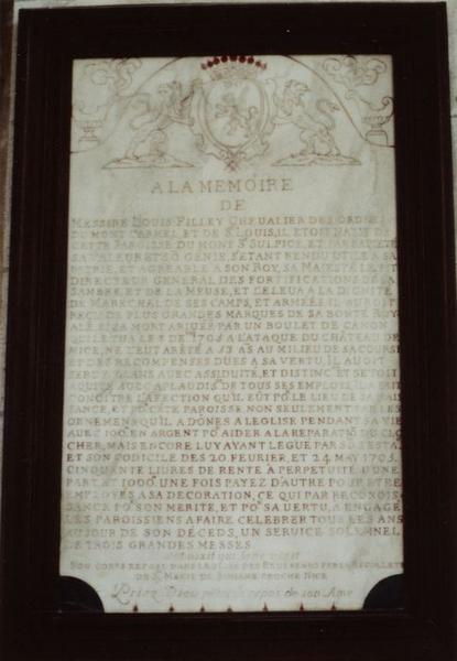 plaque commémorative à la mémoire de Louis Filley - © Ministère de la Culture (France), Conservation des antiquités et objets d'art de l'Yonne, tous droits réservés