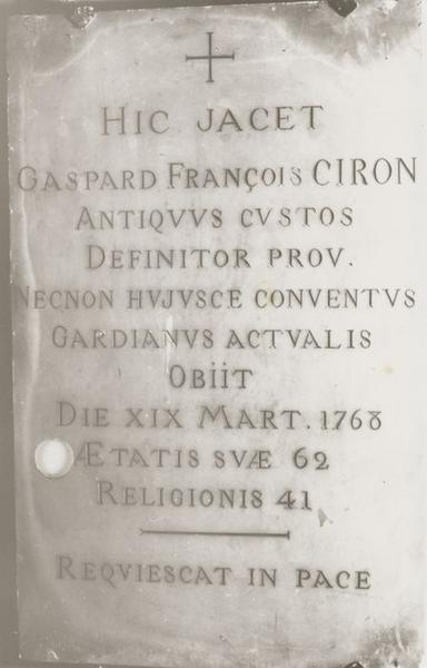 plaque commémorative à la mémoire de Gaspard François Ciron - © Ministère de la Culture (France), Conservation des antiquités et objets d'art de l'Yonne, tous droits réservés