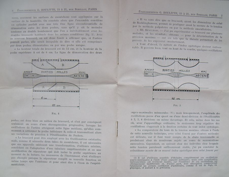 instrument de mesure : tensiomètre oscillomètre sphygmométrique du professeur Pachon, détail du manuel d'utilisation - © Ministère de la Culture (France), Conservation des antiquités et des objets d’art de l'Yonne, tous droits réservés