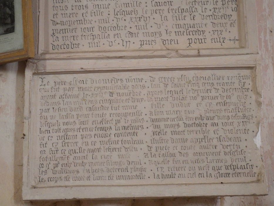 Monument funéraire de Diomède de Narcin, capitaine de Dannemoine, de sa femme et de sa fille : Le Couronnement de la Vierge, détail