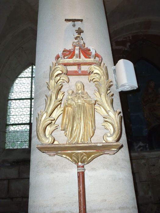 bâton de procession de confrérie : Vierge à l'Enfant