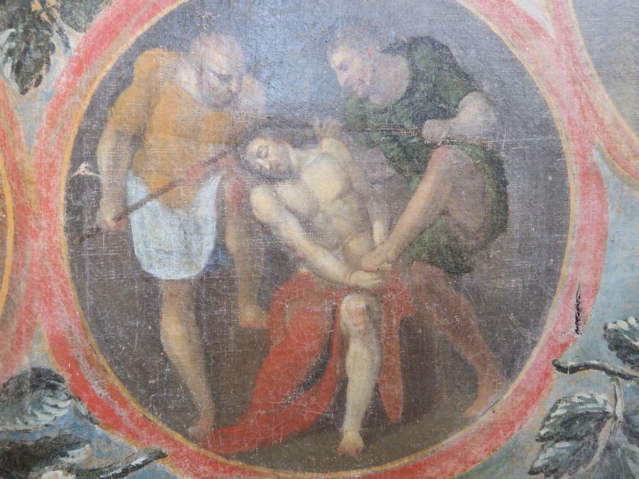 tableau : La Vierge du Rosaire, détail - © Ministère de la Culture (France), Conservation des antiquités et des objets d’art de l’Yonne – Tous droits réservés 