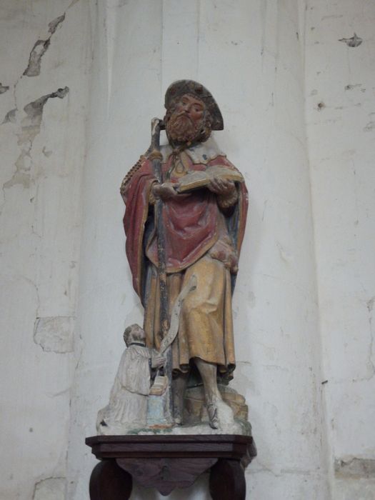 groupe sculpté : Saint Jacques et un donateur