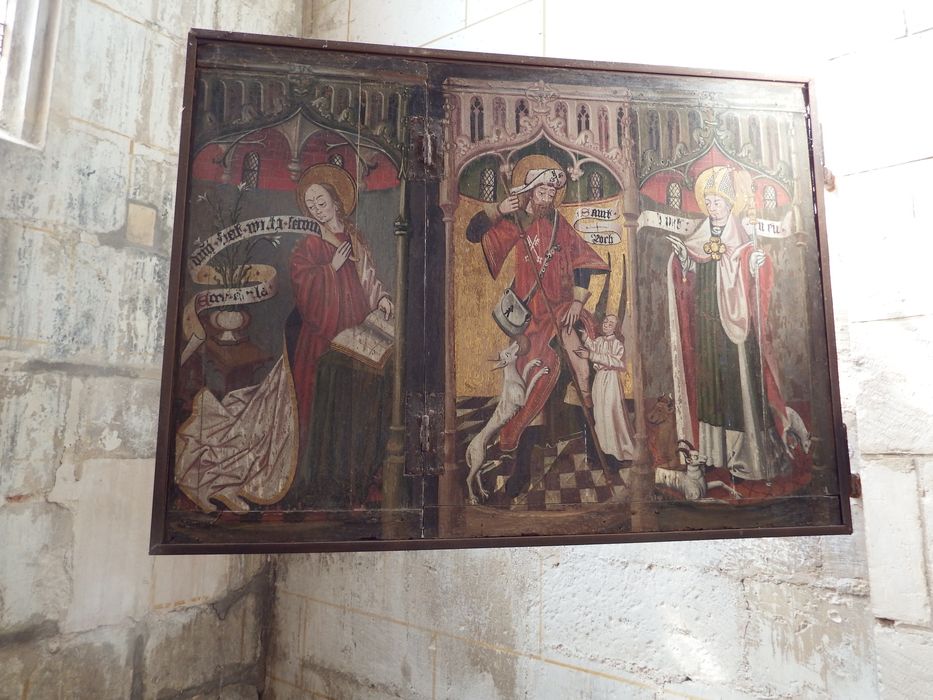 volet de polyptyque : Saint Roch et un évêque, La Vierge de l'Annonciation