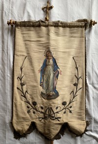 Bannière de procession : L’Enfant Dieu et la Vierge