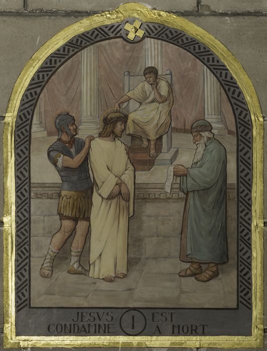 tableau (chemin de croix), détail de la station 1 - © Ministère de la Culture (France), Conservation des antiquités et des objets d’art de Seine-Saint-Denis – Tous droits réservés