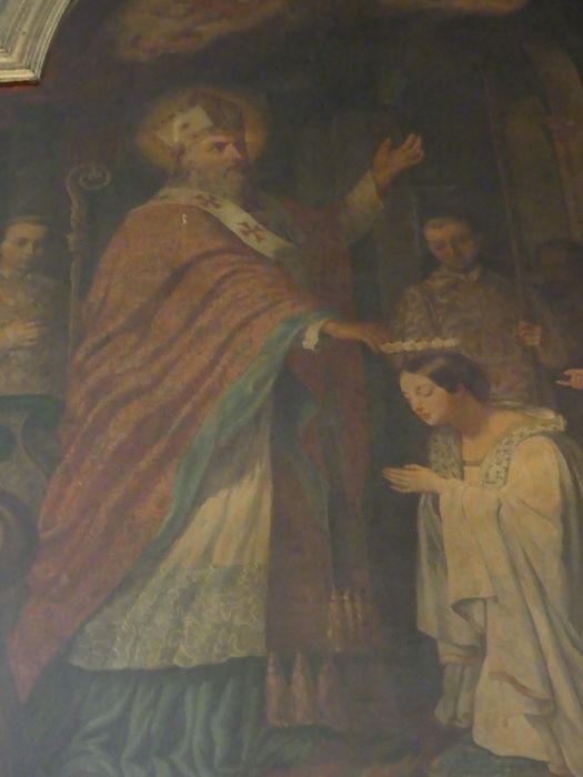tableau : Saint Médard couronnant la rosière, vue partielle