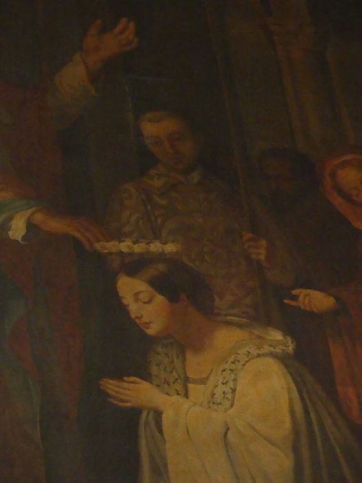 tableau : Saint Médard couronnant la rosière, vue partielle