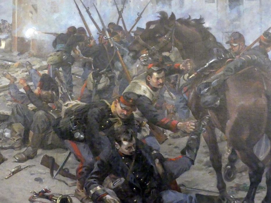 tableau : les combats de 1870 à Epinay, détail