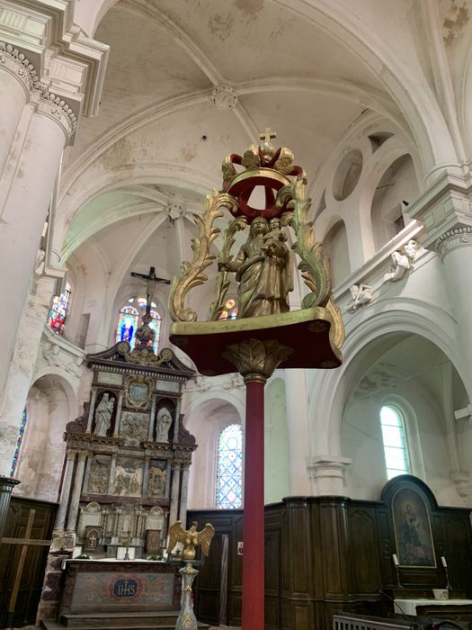 bâton de procession de confrérie avec sa statue (statuette) : Vierge à l'Enfant