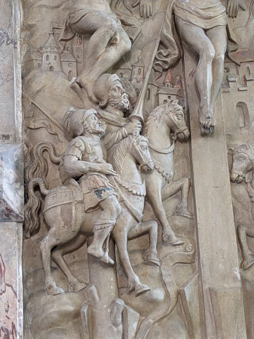 retable du maître-autel, bas-relief : Crucifixion (la), détail