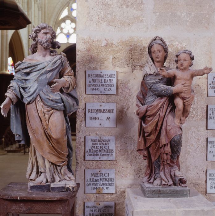 statues : Vierge à l'Enfant dite Notre-Dame-des-Voyageurs, saint Joseph