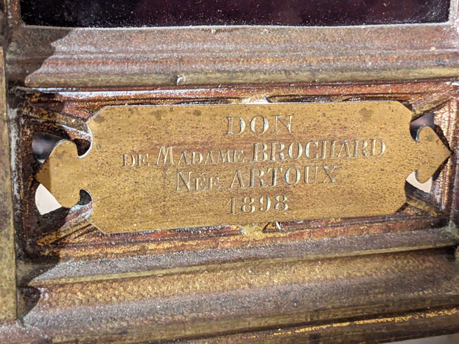 reliquaire de saint Clair et saint Cyr, détail de l’inscription